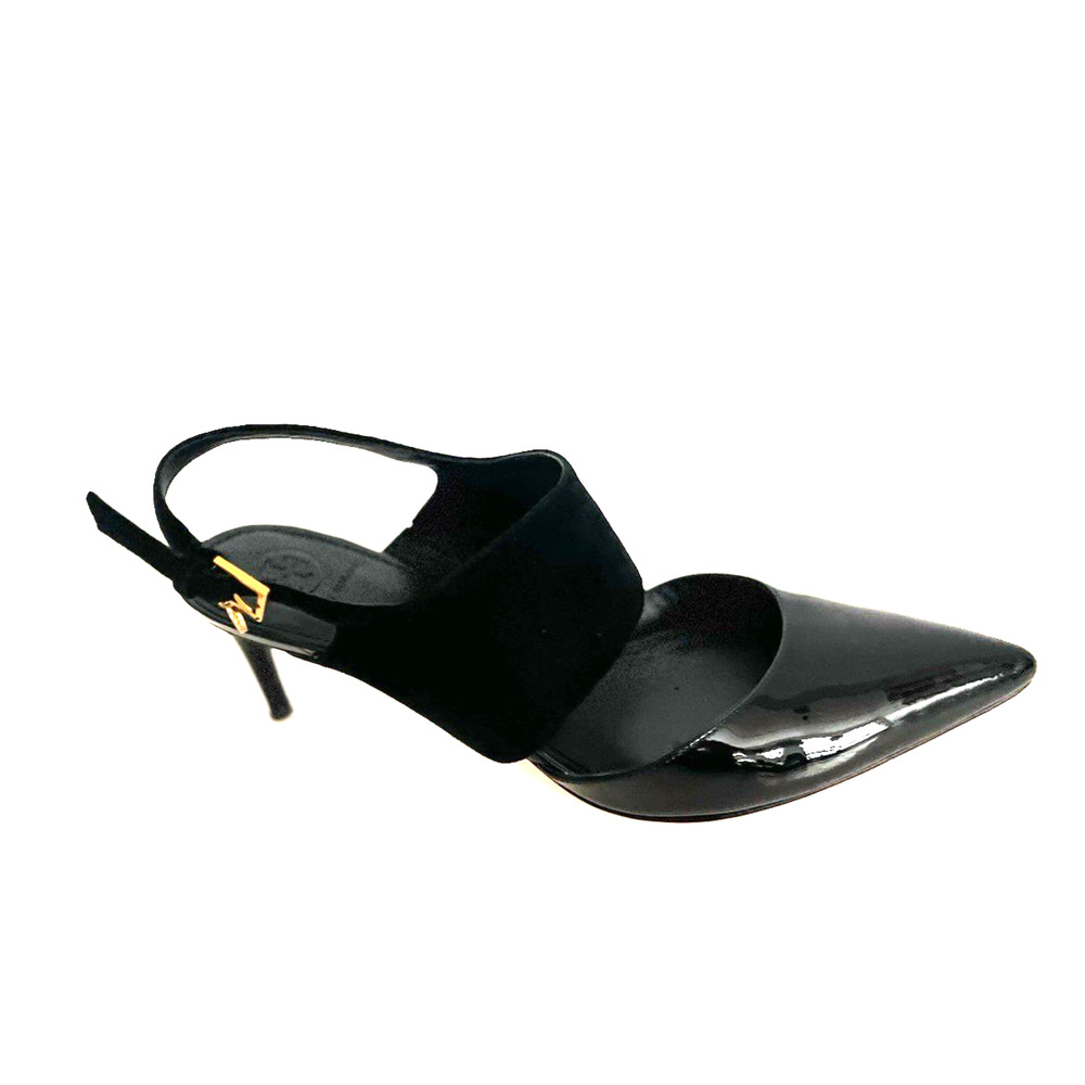 TORY BURCH ASHTON BLACK SUEDE/PATENT LEATHER PUMPS, SZ 9M, EXCELLENT CONDITION - Picture 3 of 14